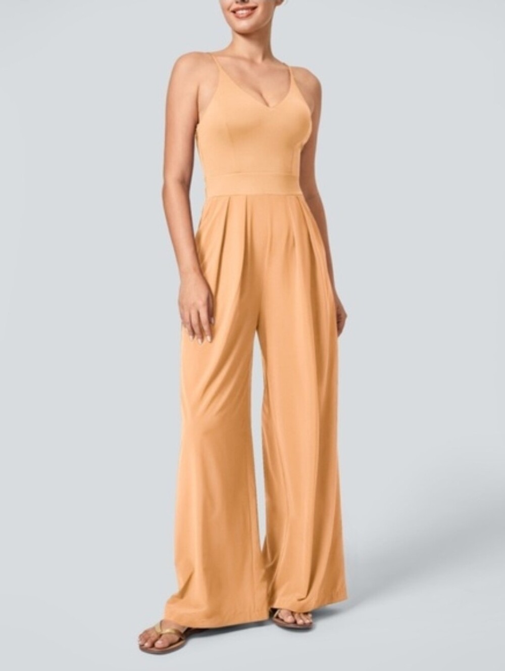 Halara Breezeful Peach Orange Side Zipper Pocket Wide Leg Quick Dry Jumpsuit XL